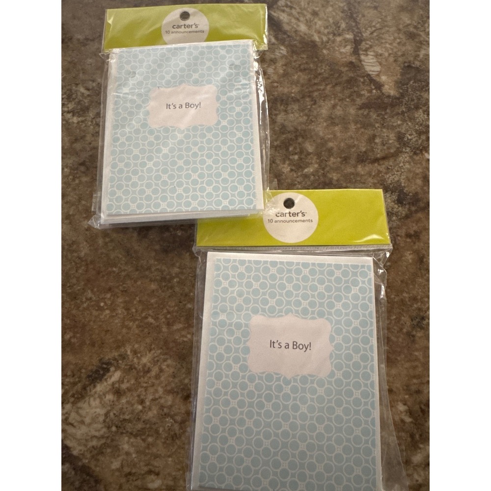 2pk Carters Its a Boy Birth Announcement Cards total 20ct Blue (photo insert)